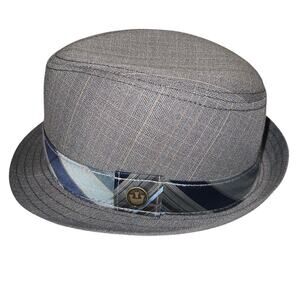 Goorin Bros. Gray Glen Plaid Check Pinch Crown Fedora Hat Cotton Blend Size L